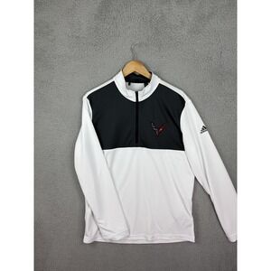 Adidas Corvette Pullover Mens Medium White Black 1/4 Zip Long Sleeve Colorblock